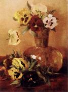 Hirst, Claude Raguet Pansies in a Glass Vase Sweden oil painting artist
